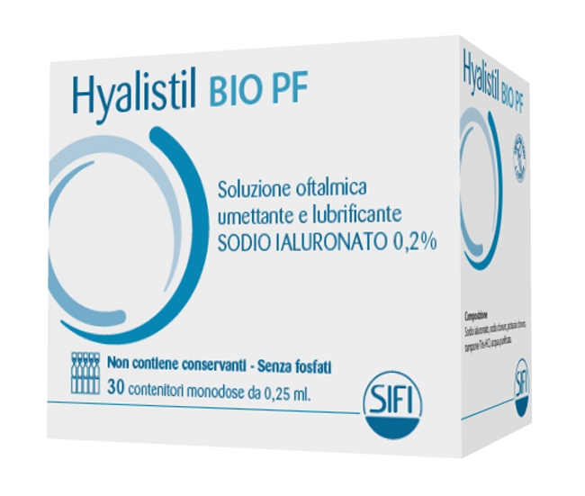 HYALISTIL BIO PF SOLUZIONE OFTALMICA PHOSPHATE FREE MONODOSE A BASE DI ACIDO IALURONICO 0,2% 30 FLACONCINI 0,25 ML - Angeli Pharm