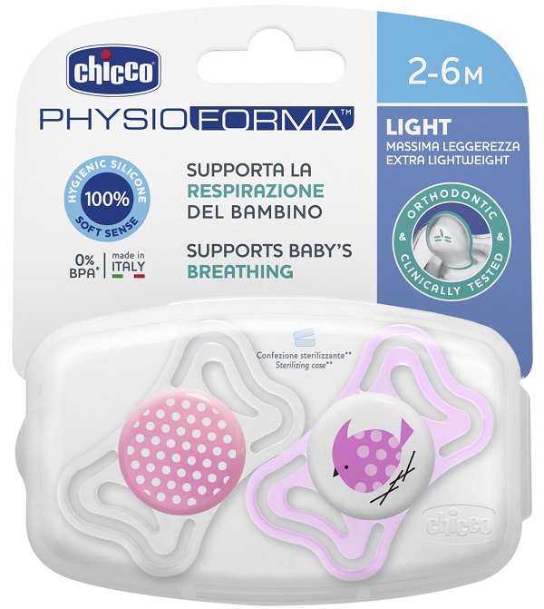 CHICCO SUCCHIETTO LIGHT GIRL SILICONE 2-6 MESI 2 PEZZI - Angeli Pharm