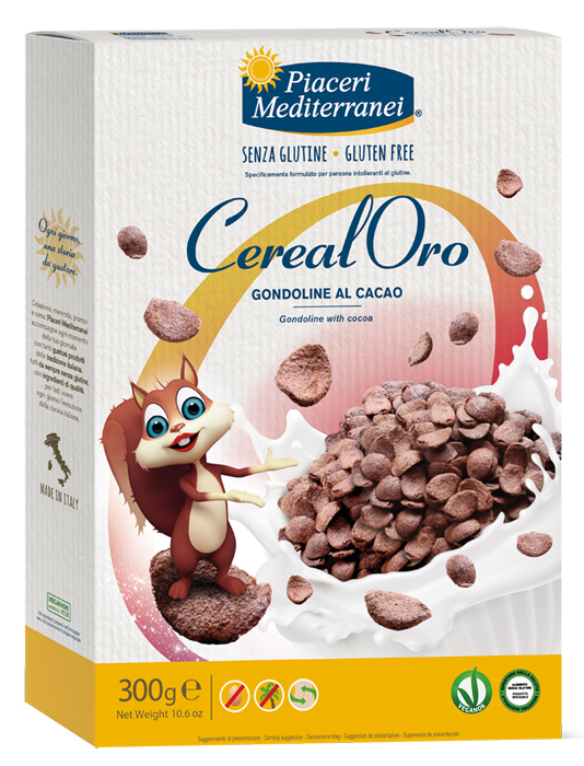 PIACERI MEDITERRANEI CEREALORO GONDOLINE CACAO 300 G - Angeli Pharm