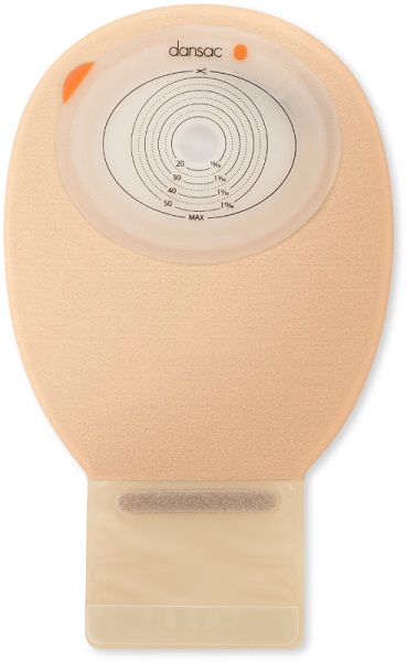 DANSAC NOVALIFE TRE 1 SACCA APERTA OPACA PIANA MIDI PER ILEOSTOMIA CON FINESTRA RITAGLIABILE 15-55X70 MM 420 ML 30 PEZZI - Angeli Pharm