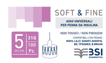AGO PER PENNA DA INSULINA SOFT&FINE 31 GAUGE 5 MM 100 PEZZI - Angeli Pharm