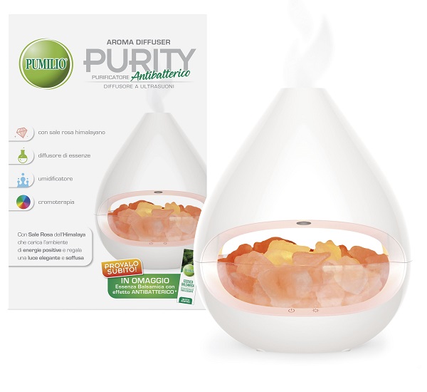 PUMILIO AROMA DIFFUSER PURITY A ULTRASUONI CON ESSENZA BALSAMICA CON EFFETTO ANTIBATTERICO - Angeli Pharm