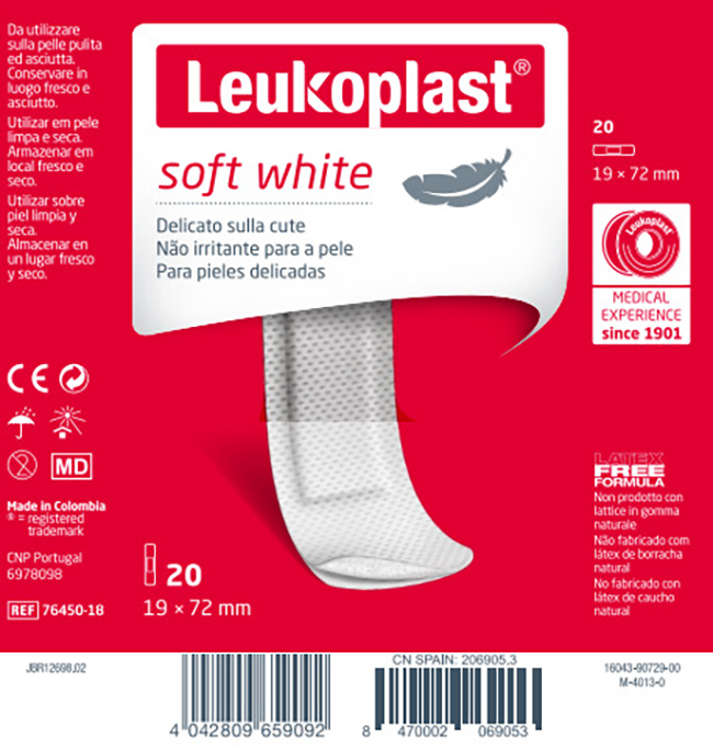 LEUKOPLAST SOFT WHITE 72 X 19 CM 20 PEZZI - Angeli Pharm