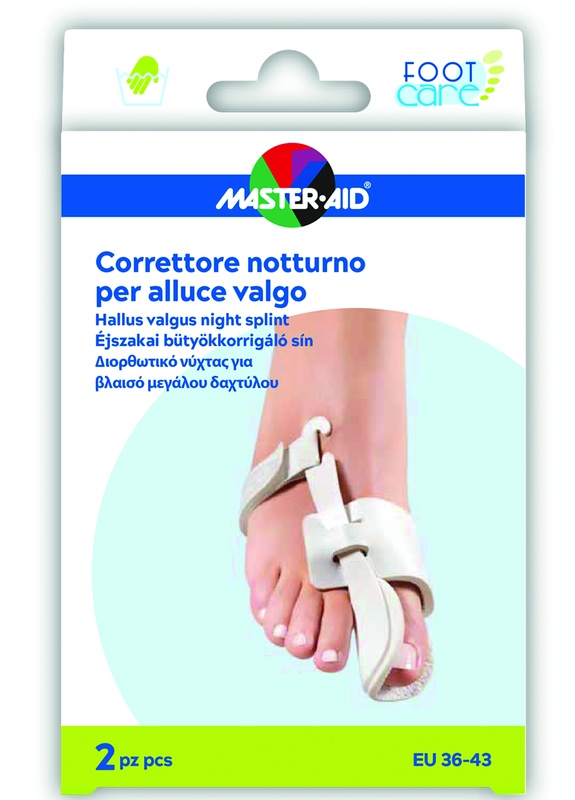 CORRETTORE NOTTE ALLUCE VALGO MASTER-AID FOOTCARE 36-43 2 PEZZI D10 - Angeli Pharm