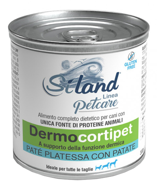 SILAND DERMOCORTIPET UMIDO CANE PLATESSA/PATATA 300 G - Angeli Pharm