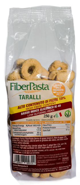 FIBERPASTA TARALLI BASSO INDICE GLICEMICO 250 G - Angeli Pharm