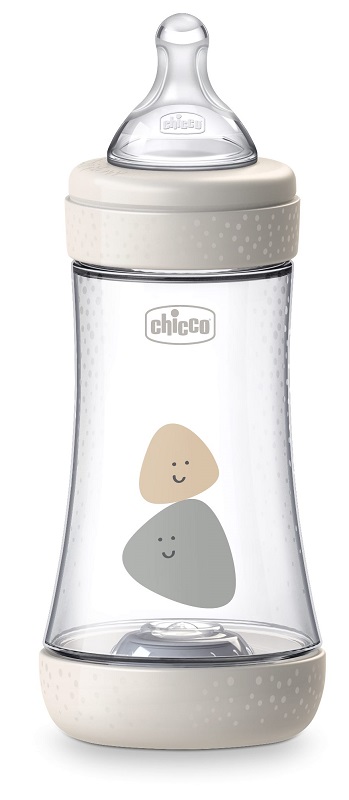 CHICCO BIBERON PERFECT 5 UNISEX 240 ML IN SILICONE 2 FORI - Angeli Pharm