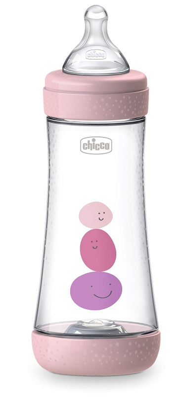 CHICCO BIBERON PERFECT 5 GIRL 300 ML IN SILICONE 3 FORI - Angeli Pharm