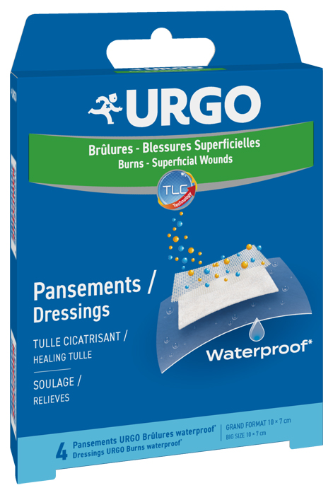 URGO USTIONI SUPERFICIALI WATERPROOF 10 X 7 CM 4 PEZZI - Angeli Pharm