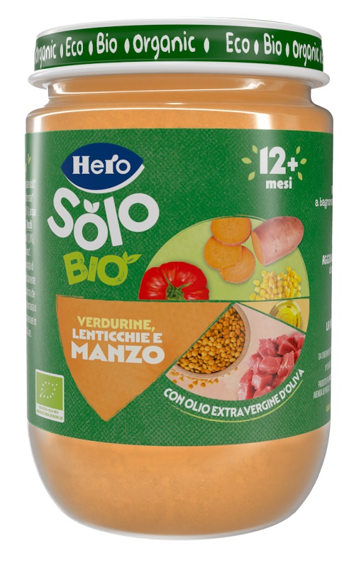 HERO SOLO OMOGENEIZZATO VERDURINE LENTICCHIE MANZO 100% BIO 190 G - Angeli Pharm