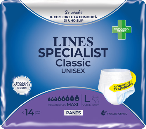 PANNOLONE A MUTANDA LINES SPECIALIST CLASSIC PANTS MAXI L 14 PEZZI - Angeli Pharm