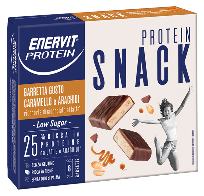 ENERVIT PROTEIN SNACK CARAMELLO ARACHIDI LOW SUGAR 8 BARRETTE 31 G - Angeli Pharm