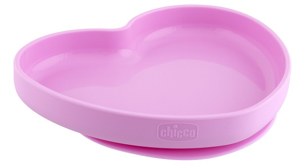 CHICCO PIATTO CUORE VENTOSA SILICONE ROSA - Angeli Pharm