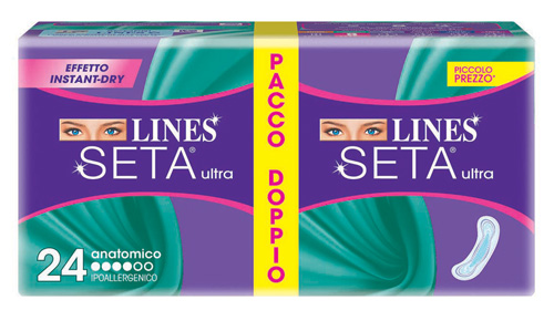 LINES SETA ULTRA ASSORBENTE ANATOMICO 24 PEZZI - Angeli Pharm