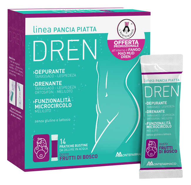 PANCIA PIATTA DREN FRUTTI DI BOSCO 14 BUSTINE STICK PACK + FANGO ATTIVO CELLULITE 100 ML OMAGGIO - Angeli Pharm
