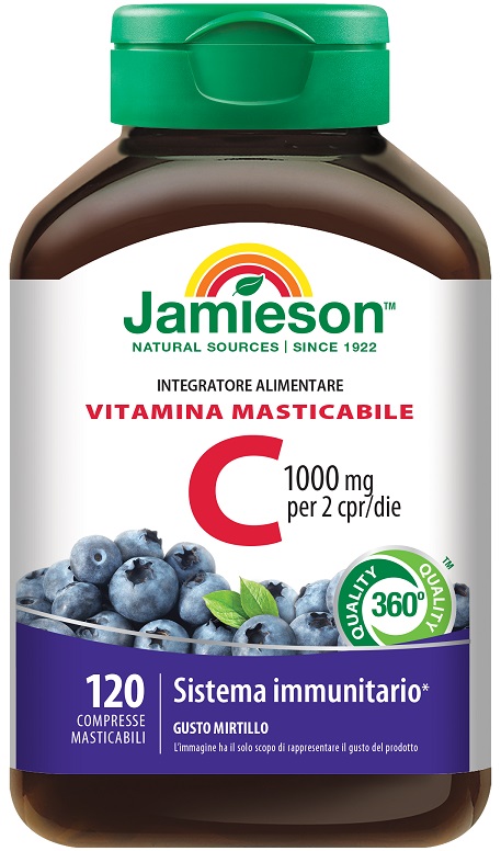 JAMIESON VITAMINA C 1000 MIRTILLO 120 COMPRESSE MASTICABILI - Angeli Pharm