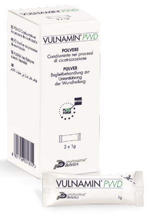 VULNAMIN PWD MEDICAZIONE INTERATTIVA IN POLVERE DI SODIO JALURONATO E AMINOACIDI 2 STICK PACK - Angeli Pharm