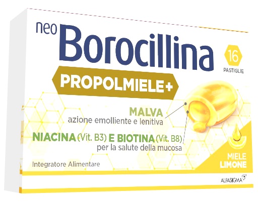 NEOBOROCILLINA PROPOLMIELE+ MIELE/LIMONE 16 PASTIGLIE DA 3,4 G - Angeli Pharm