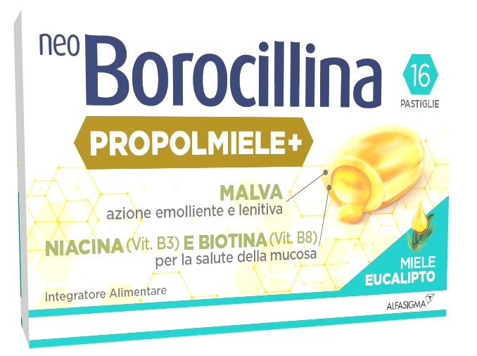 NEOBOROCILLINA PROPOLMIELE+ MIELE/EUCALIPTO 16 PASTIGLIE - Angeli Pharm