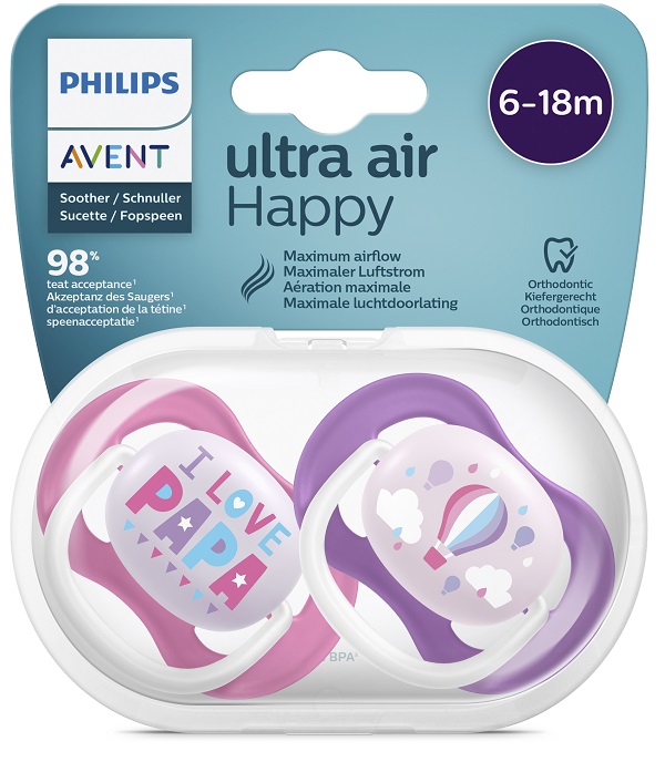 AVENT ULTRA AIR TETTARELLA ORTODONTICA PAPA/BALLOON 0/6 MESI 2 PEZZI - Angeli Pharm