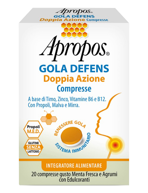 APROPOS GOLA DEFENS DOPPIA AZIONE 20 COMPRESSE - Angeli Pharm