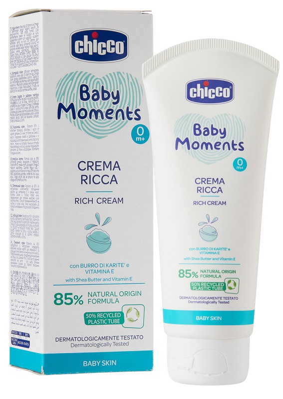 CHICCO BABY MOMENTS CREMA RICCA CON BURRO DI KARITE' E VITAMINA E 100 ML - Angeli Pharm