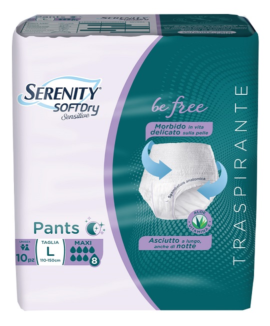 SERENITY PANTS SD SENSITIVE BE FREE MAXI L 10 PEZZI - Angeli Pharm
