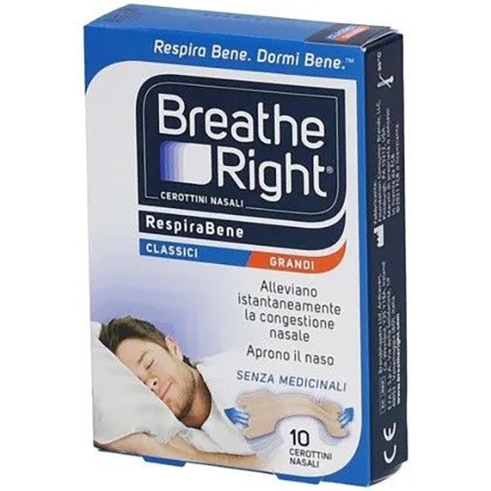 CEROTTI NASALI BREATHE RIGHT CLASSICI GRANDI 10 PEZZI - Angeli Pharm