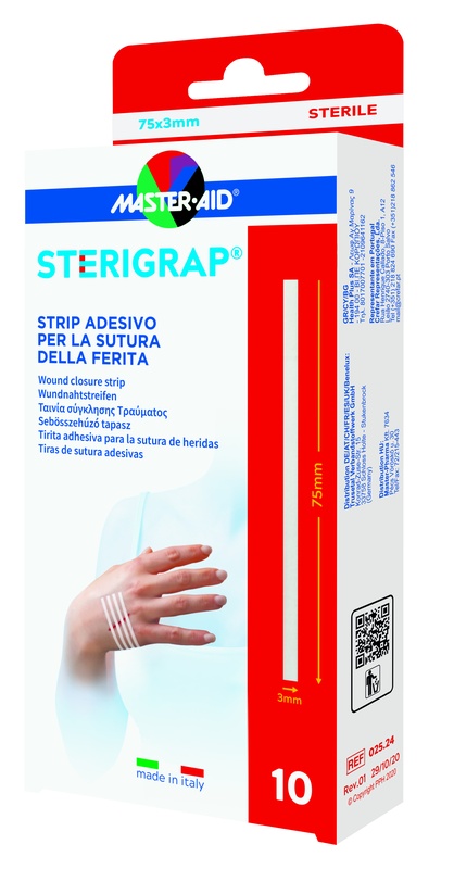 MASTER-AID STERIGRAP STRIP ADESIVO SUTURA FERITE 75X3 MM 10 PEZZI - Angeli Pharm