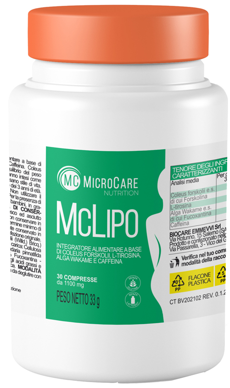 MICROCARE NUTRITION MC LIPO 30 COMPRESSE DA 1100 MG - Angeli Pharm