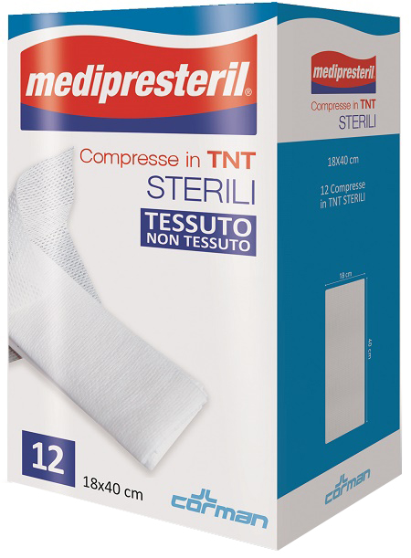 COMPRESSE STERILI TNT MEDIPRESTERIL 18X40 CM 12 PEZZI - Angeli Pharm