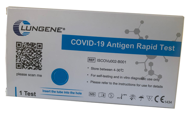 TEST ANTIGENICO RAPIDO COVID-19 CLUNGENE AUTODIAGNOSTICO DETERMINAZIONE QUALITATIVA ANTGENI SARS-COV-2 IN TAMPONI NASALI MEDIANTE IMMUNOCROMATOGRAFIA - Angeli Pharm