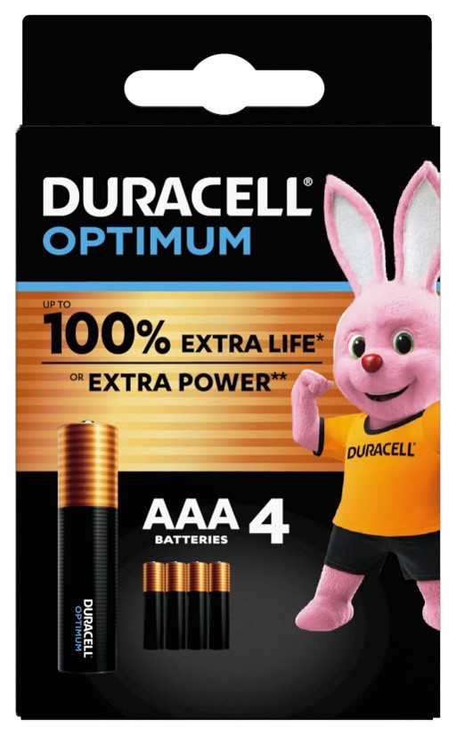 DURACELL OPTIMUM AAA B4 4 PILE BLISTER - Angeli Pharm