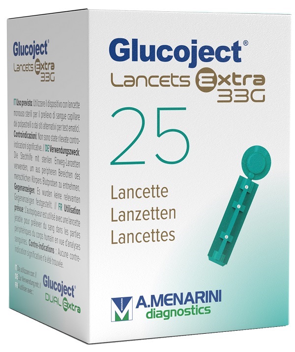 LANCETTA PUNGIDITO GLUCOJET EXTRA GAUGE 33 25 PEZZI - Angeli Pharm